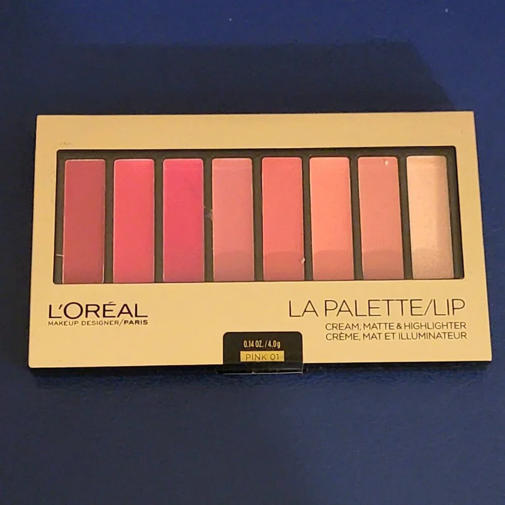 LOREAL LA PALETTE Lip Cream  Matte & Highligther Palette Pink 01 sealed NEW
